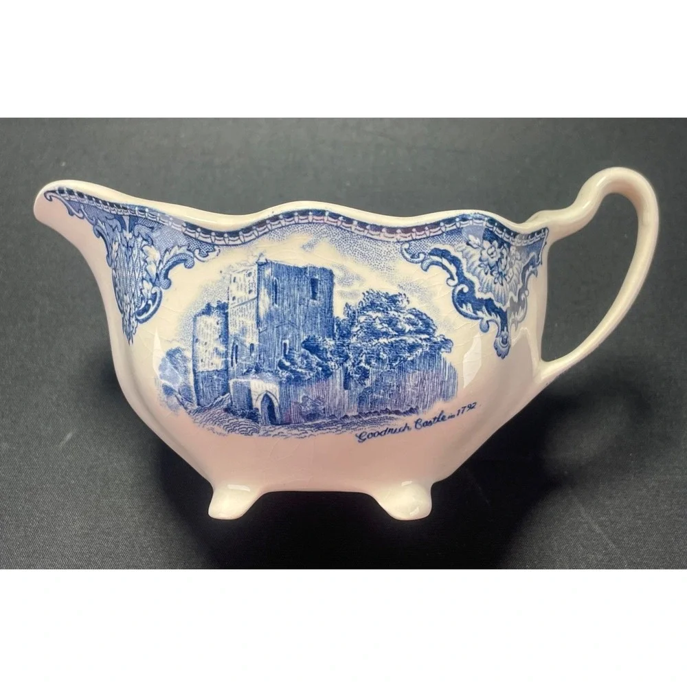 Johnson Brothers Old Britain Castles Blue England Sugar Bowl Creamer Set Vintage
